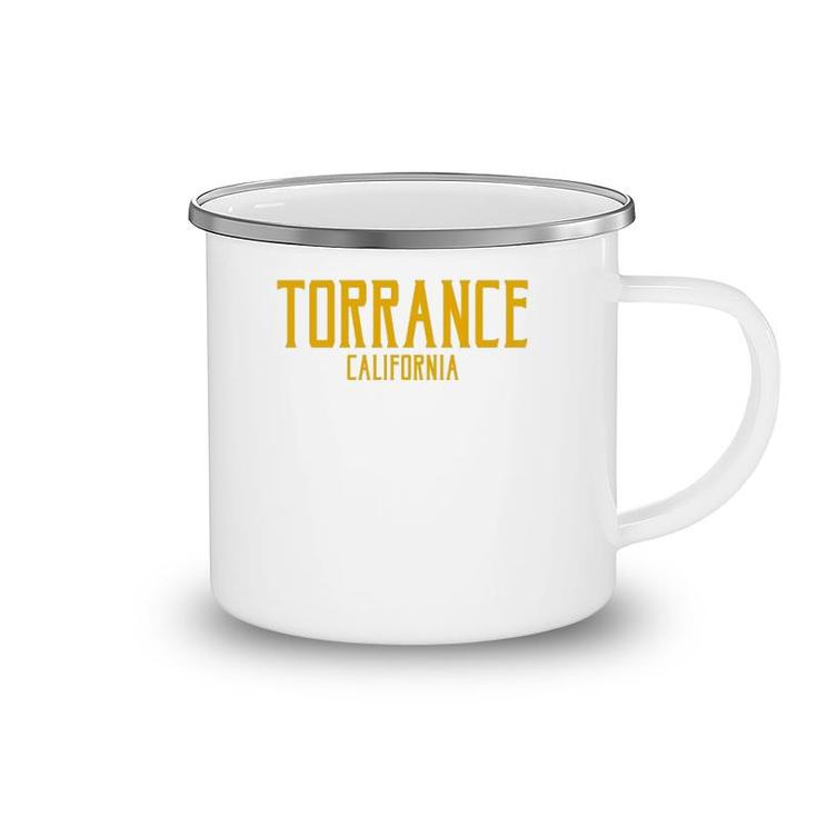 Torrance California Ca Vintage Text Amber Print Camping Mug