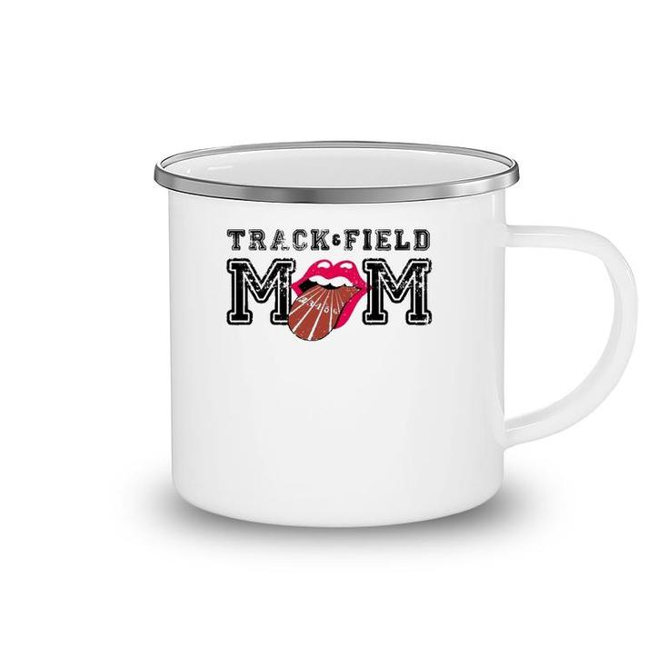 Track & Field Mom Sporting Lips Tongue Support Team Mother Camping Mug