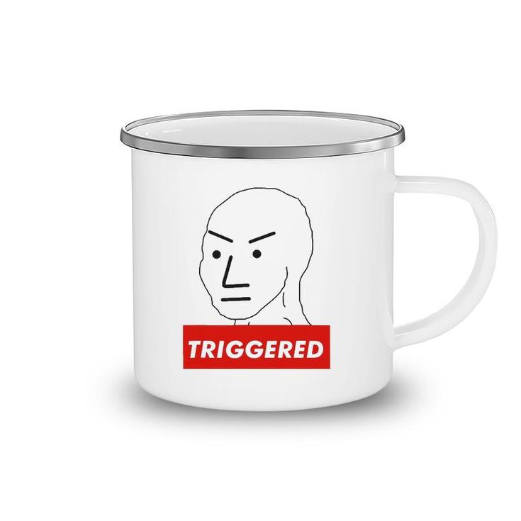 Triggered Npc Non Playable Character Sjw Wojak Meme Camping Mug