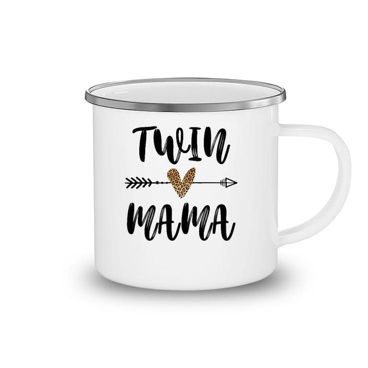 Twin Mama Mother's Day Funny Leopard New Mom Of Twins Camping Mug