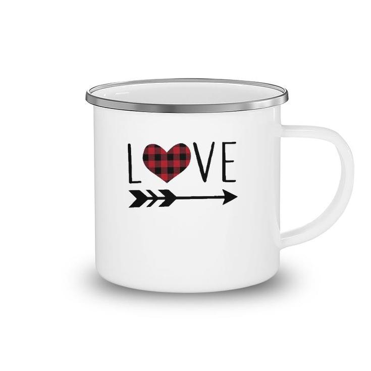 Valentine's Day Womens Graphic Tees Cute Buffalo Plaid Camping Mug