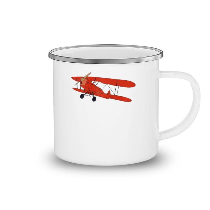 Vintage Airplane Aviation Pilot Retro Red Aircraft  Camping Mug