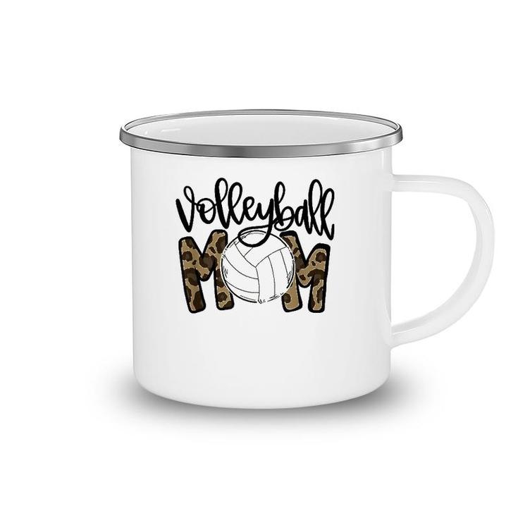 Volleyball Mom Leopard Funny Ball Mom Mother's Day Camping Mug