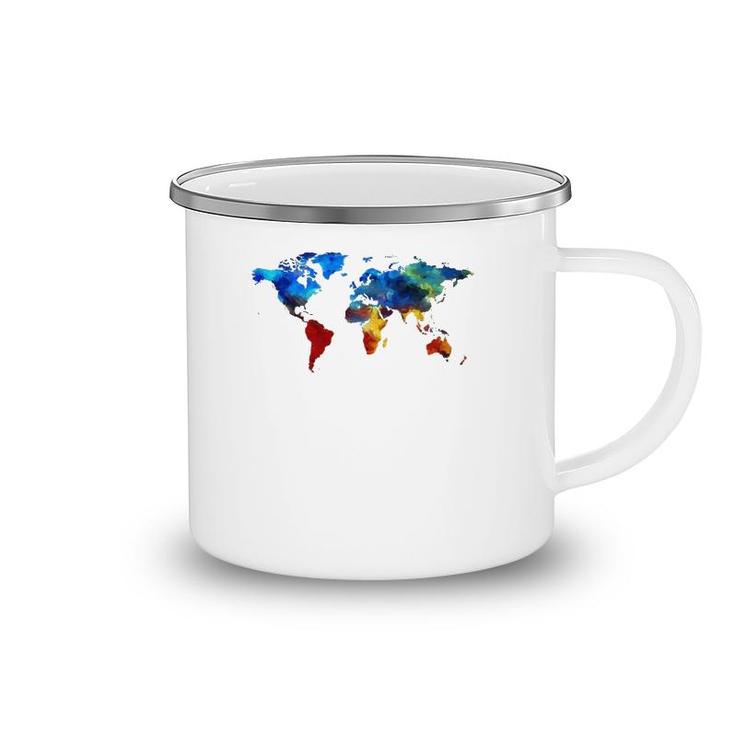 Watercolor World Map For People Who Love The World Camping Mug