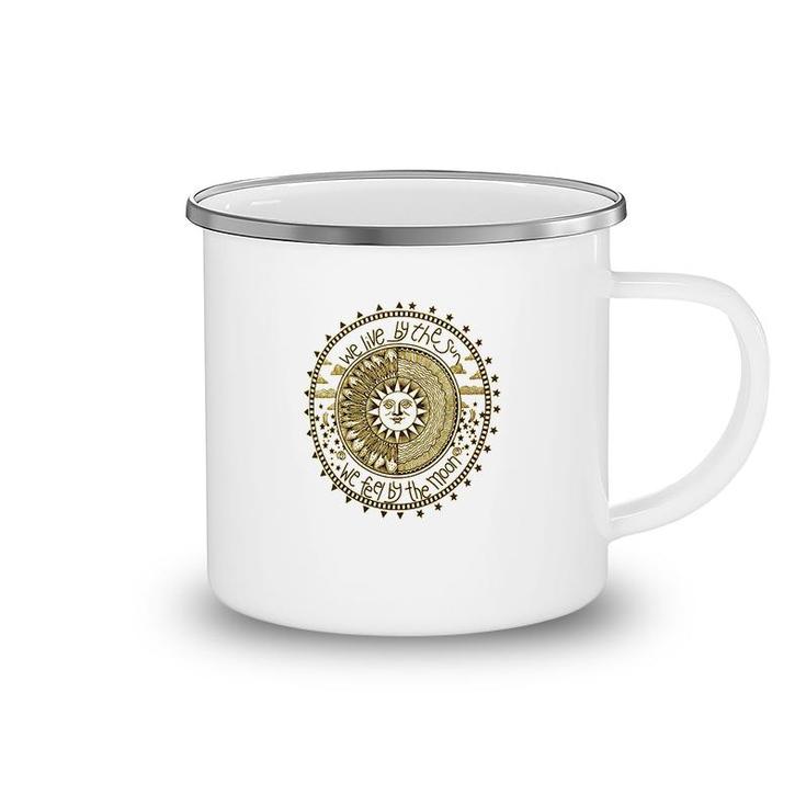 We Live By The Sun Camping Mug