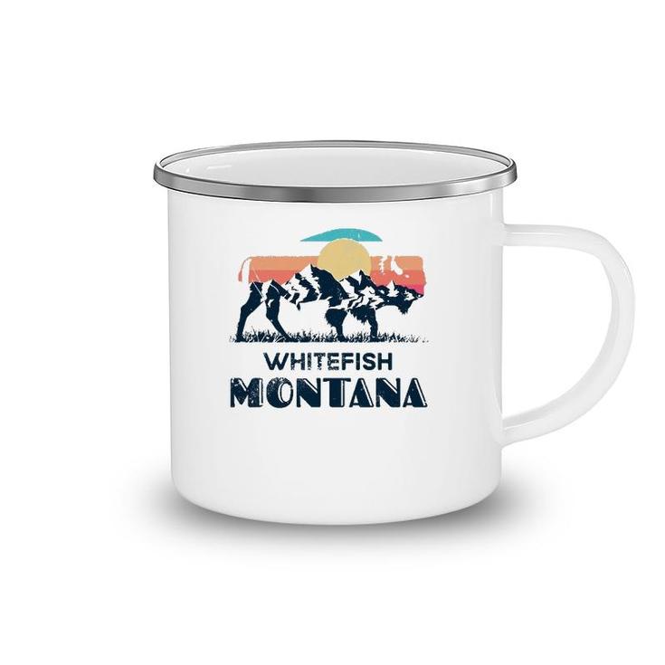 Whitefish Montana Vintage Hiking Bison Nature Camping Mug