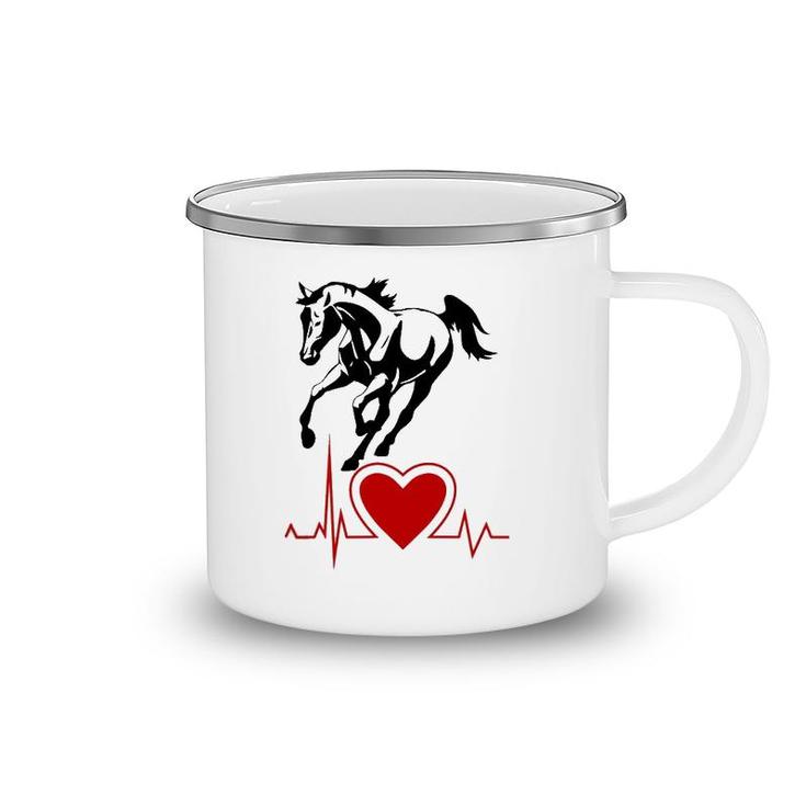 Wild Horse With Pulse Rate Rider Riding Heartbeat Camping Mug