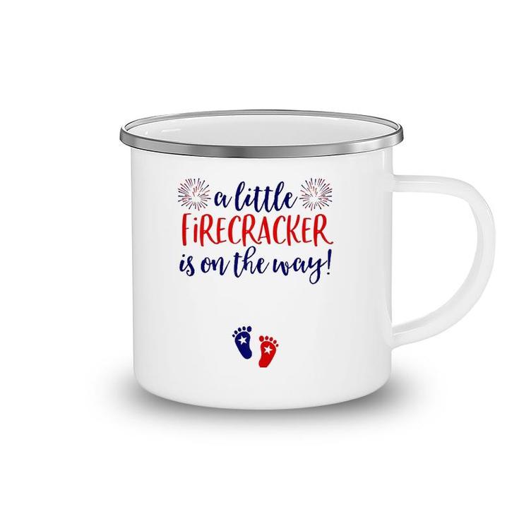 Womens 4Th Of July Pregnancy Announcement Couples Baby Reveal Camping Mug