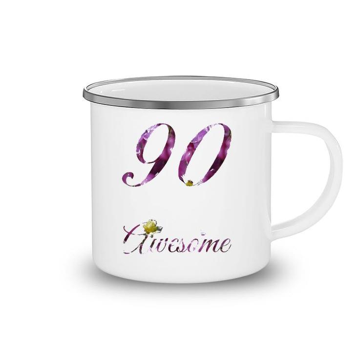 Womens 90 Years Old Awesome Floral 1932 90Th Birthday Gift Camping Mug