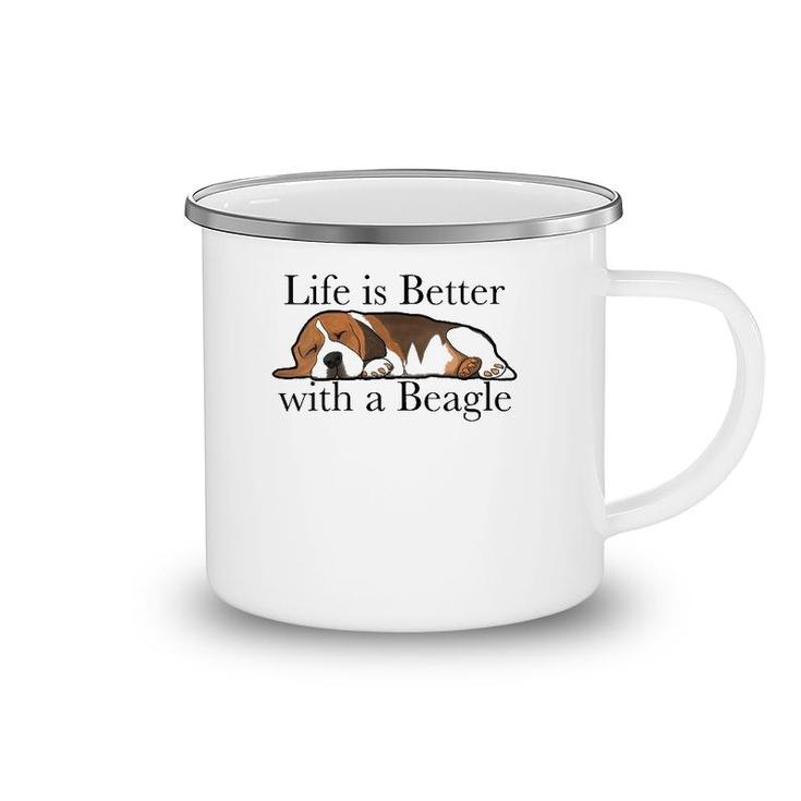 Womens Beagle Dog Lover Funny Slogan Beagles V-Neck Camping Mug