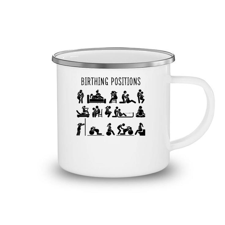 Womens Birthing Position L&D Nurse Doula Midwifelife Midwife Gift V-Neck Camping Mug