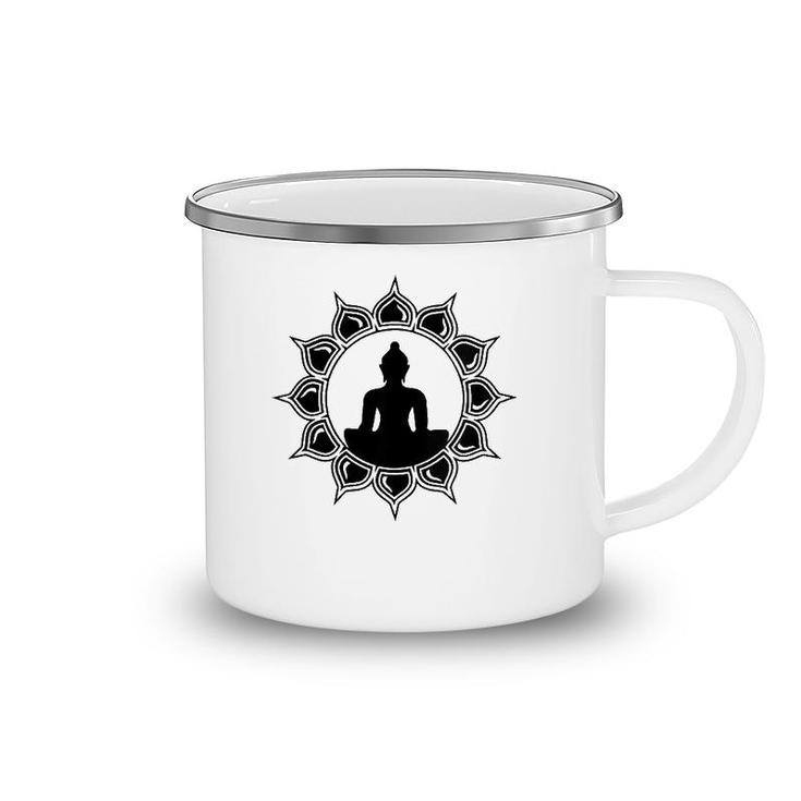 Womens Buddha Lotus Meditation Anahata Heart Chakra Om Yoga Symbol V-Neck Camping Mug