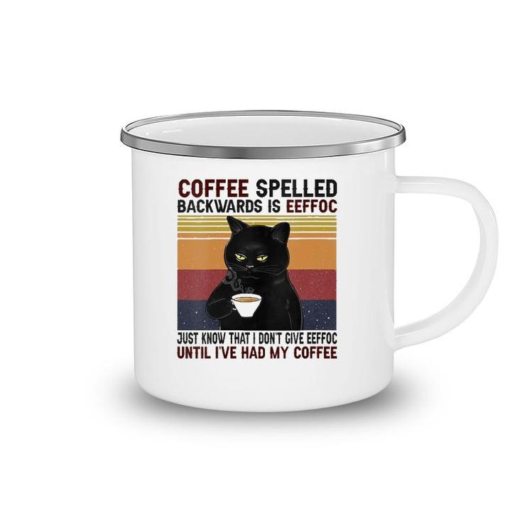 Womens Coffee Spelled Backwards Is Eeffoc Cats Drink Coffee Camping Mug