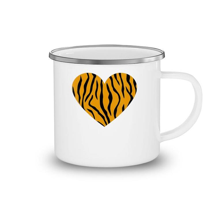 Womens Cool Animal Tiger Print Heart Valentine Camping Mug