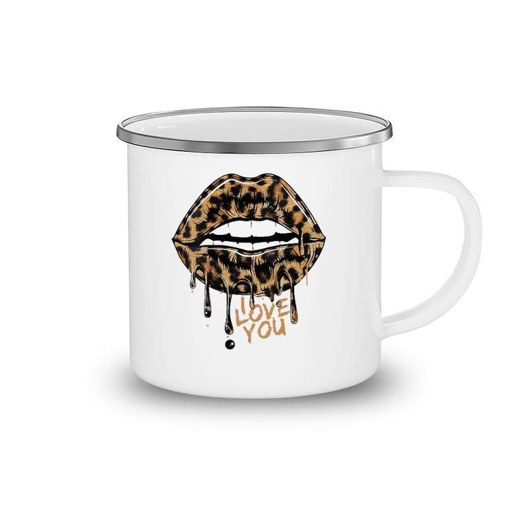 Womens Cool Leopard Print Bite Cheetah Mom Mouth Sexy Leopard Lips Camping Mug