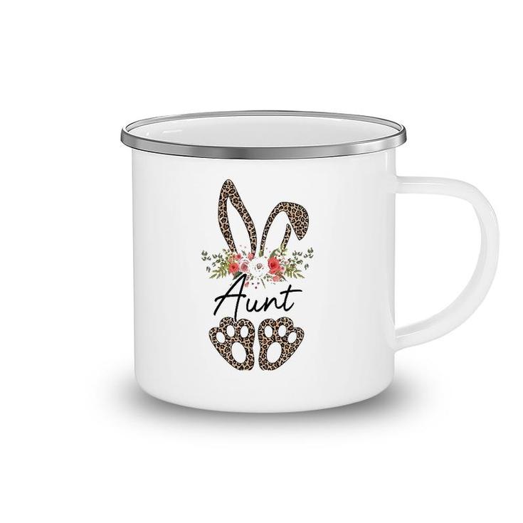 Womens Cute Leopard Bunny Aunt Flower Easter Day Rabbit Eggs Gift Camping Mug