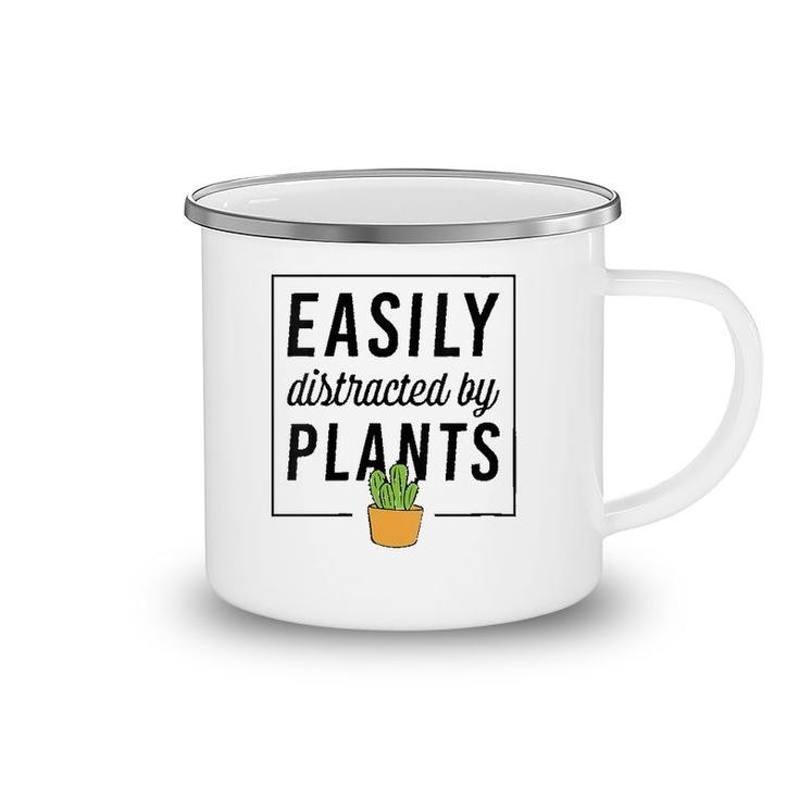 Womens Easily Distracted By Plants Funny Plant Lover Christmas Gift V-Neck Camping Mug