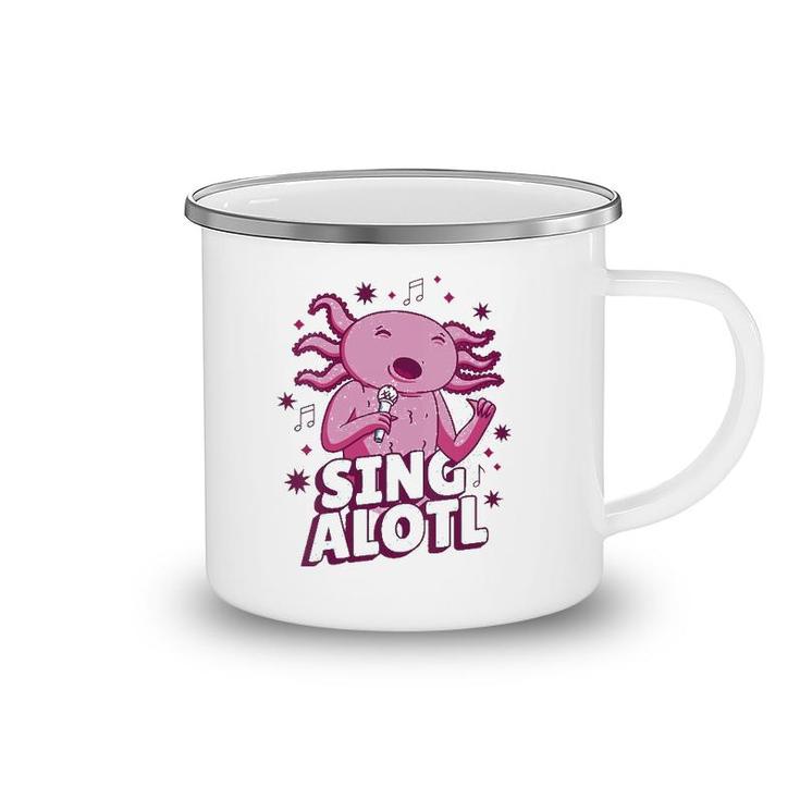 Womens Funny Cute Kawaii Singalotl Axolotl V-Neck Camping Mug