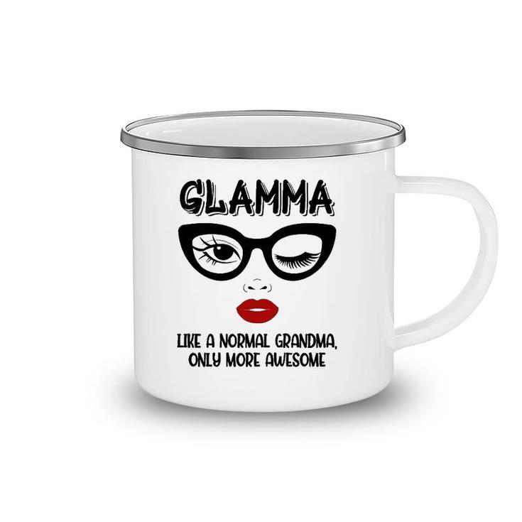 Womens Glamma Like A Normal Grandma Only More Awesome Winking Eye Camping Mug