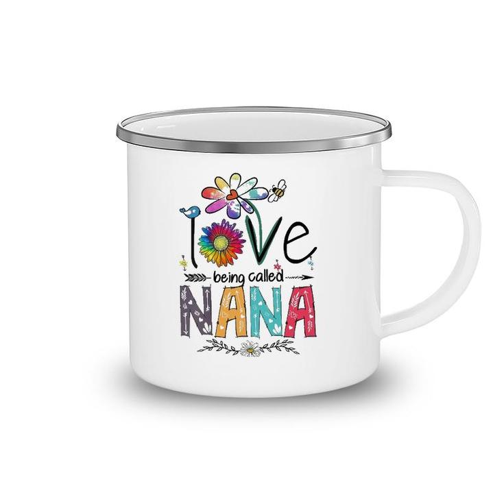 Womens I Love Being Called Nana Daisy Flower Cute Mother's Day V-Neck Camping Mug