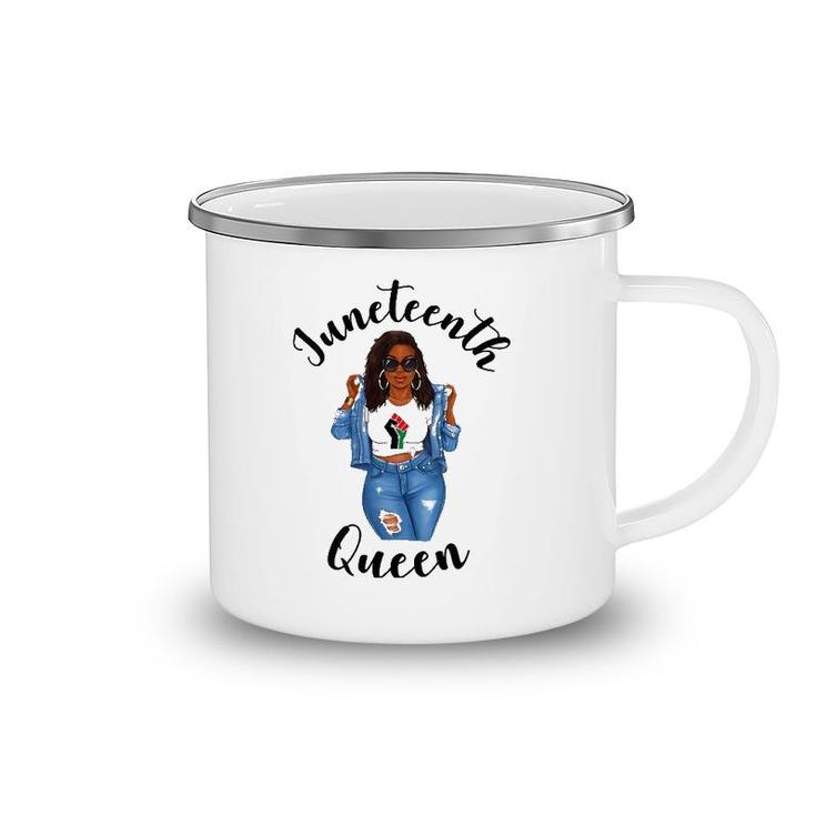Womens Juneteenth Queen Dreadlocks Girl Black Natural Hair Style  Camping Mug