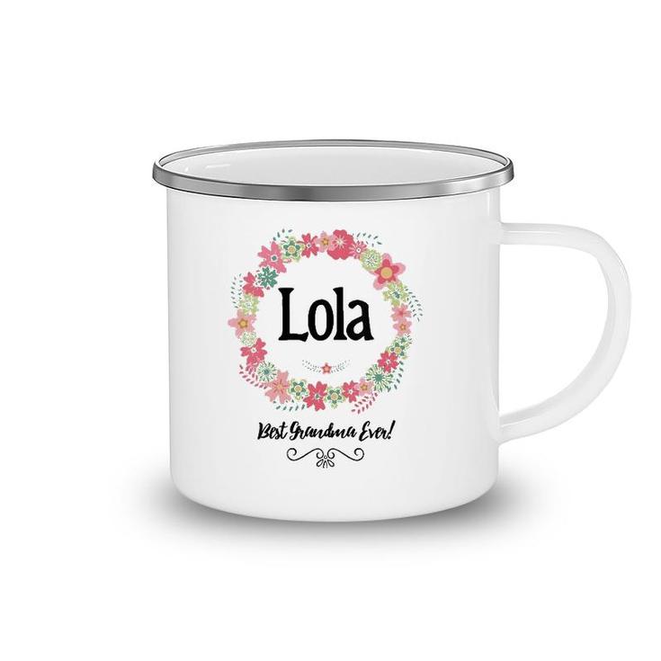 Womens Lola Best Grandma Ever Floral Filipino Grandmother Gift Camping Mug