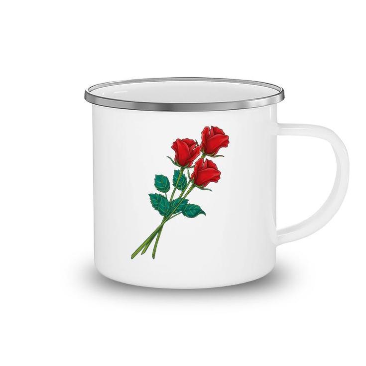 Womens Long Stem Red Roses Mother's Day Floral Anniversary Camping Mug