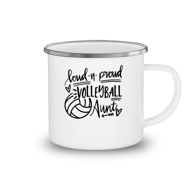 Womens Loud And Proud Volleyball Aunt Funny Aunt Game Day Vibes  Camping Mug