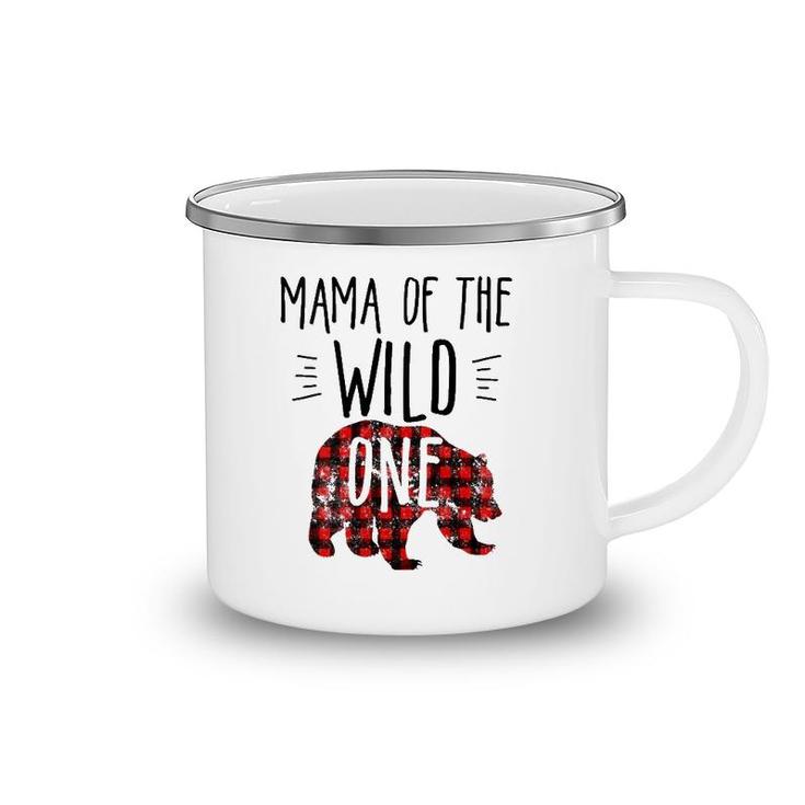 Womens Mama Of The Wild One Buffalo Plaid Lumberjack 1St Birthday  Camping Mug