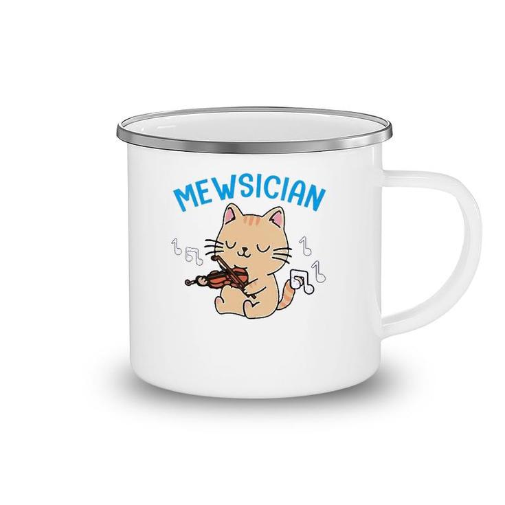 Womens Mewsician Gift For Cat Lover Music Lover Cat Mom Musician V-Neck Camping Mug