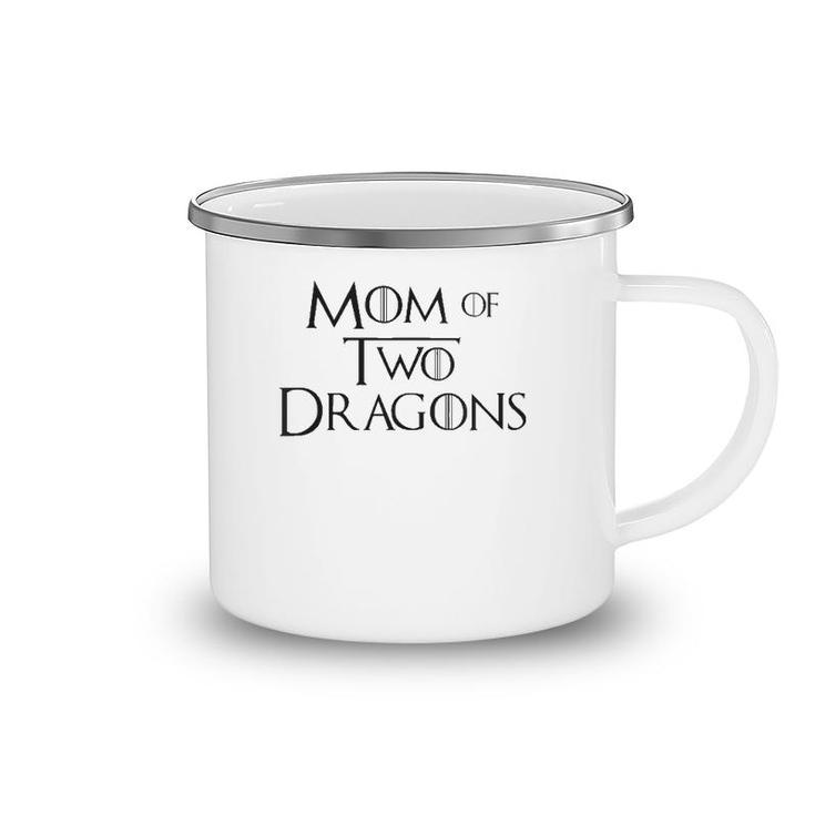 Womens Mom Of Two Dragons  Funny Mothers Day Gifts For Women V-Neck Camping Mug