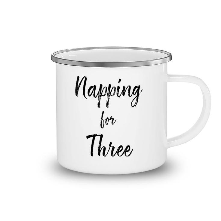 Womens Napping For Three , Funny Twin Pregnancy, Gifts For Mom V-Neck Camping Mug