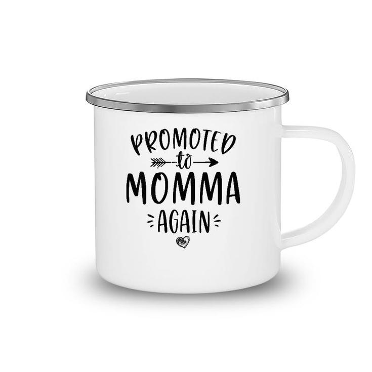 Womens Promoted To Momma Again New Mom Gift Mama To Be Mother's Day Camping Mug