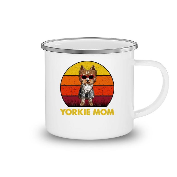 Womens Yorkie Mama Retro Vintage Yorkshire Terrier Yorkie Mom Camping Mug