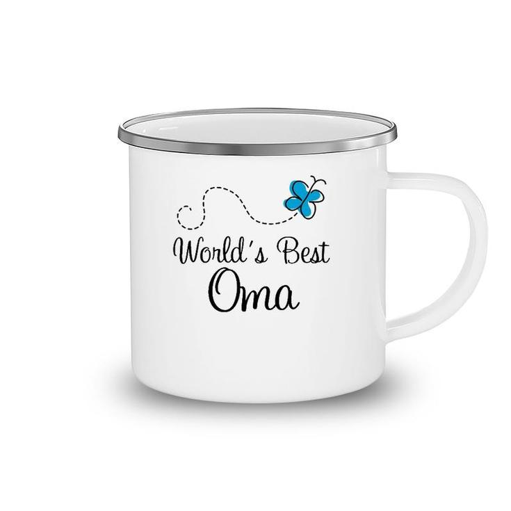 World's Best Oma Grandma Butterfly Mother's Day Camping Mug