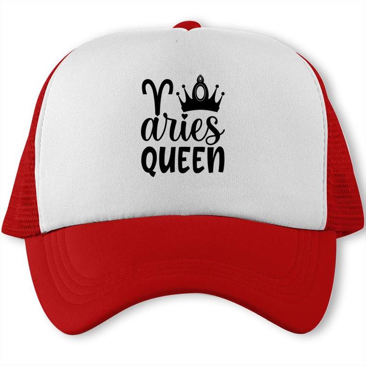 Aries Girl Black Crown For Cool Queen Black Art Birthday Gift Trucker Cap