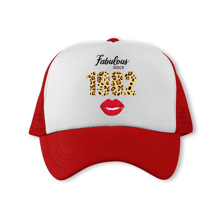 Leopard Red Lips Fabulous Since 1982 Happy 40Th Birthday Trucker Cap