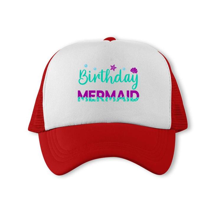 Mermaid Matching Family Birthday Blue Purple Trucker Cap