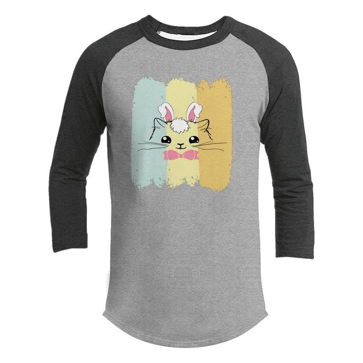 Black Cat Bunny Cat Cute Gift For Easter Day Youth Raglan Shirt