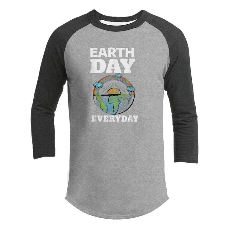 Earth Day Everyday Rainbow Teacher Retro Kids Cute Earth Day  Youth Raglan Shirt