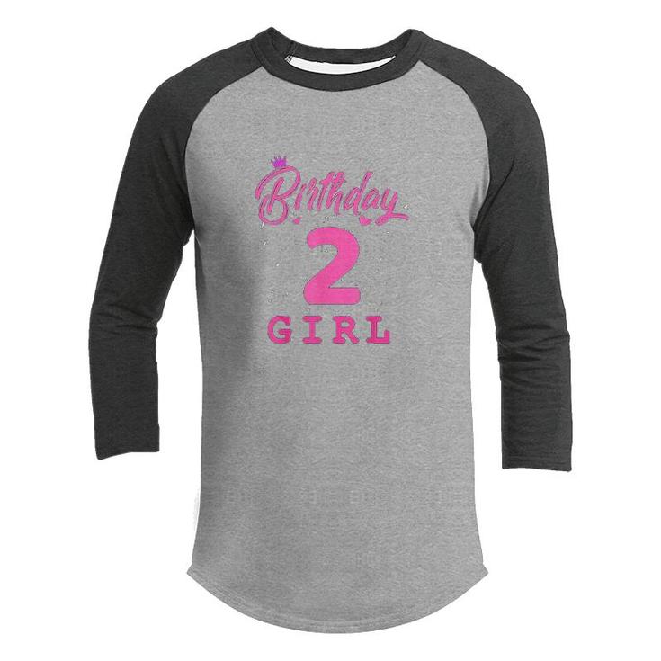 Happy Birthday Pink Girls 2nd Party 2 Years Old Bday Youth Raglan Shirt