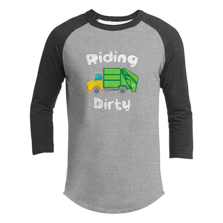 Kids Garbage Truck Day Riding Dirty  Youth Raglan Shirt