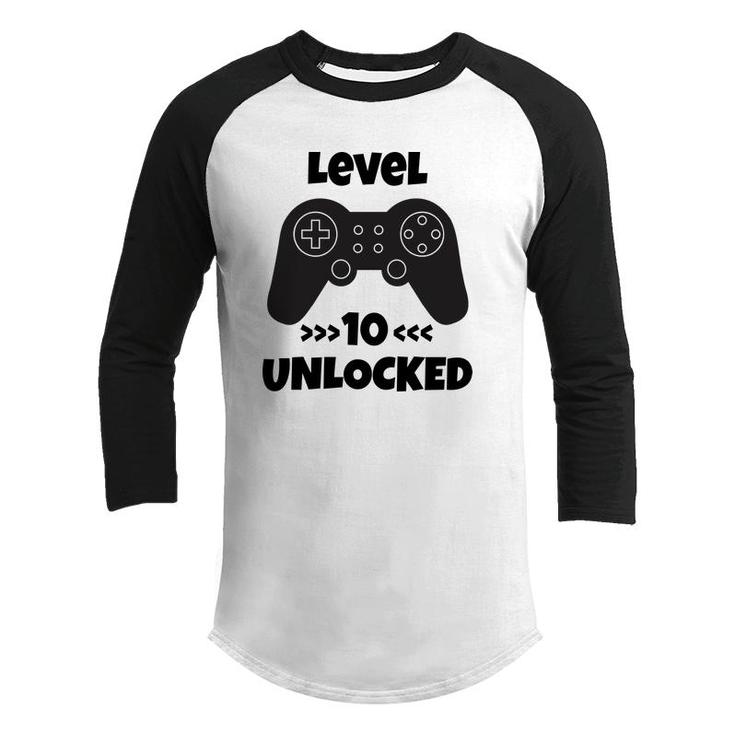 10Th Birthday 10 Years Old Level 10 Unlocked Gamer Youth Raglan Shirt