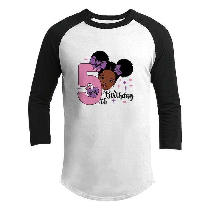 5Th Birthday It Is My 5Th Birthday Cute Girl Design Youth Raglan Shirt