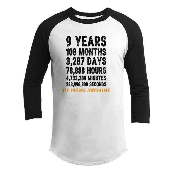 9 Birthday Countdown 9Th Birthday Of Being Awesome Youth Raglan Shirt