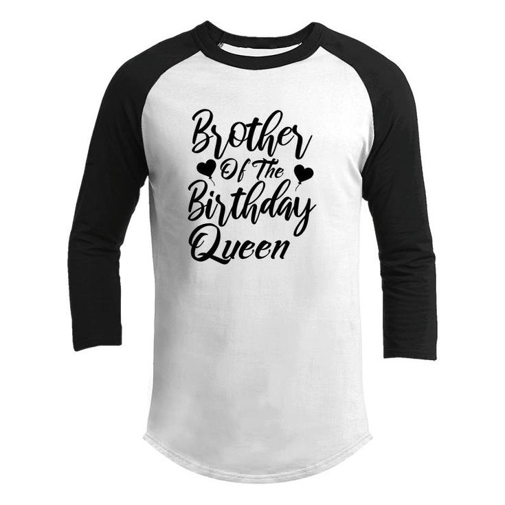 Brother Of The Birthday Queen Black Heart Design Youth Raglan Shirt