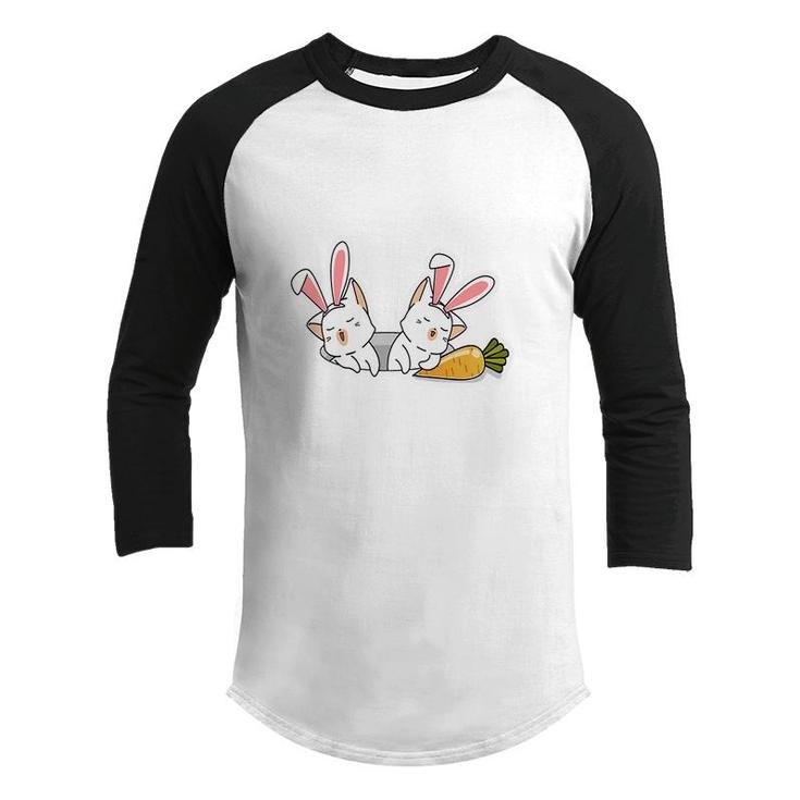 Bunny Cat Sleeping With Carrots Happy Easter Day Youth Raglan Shirt