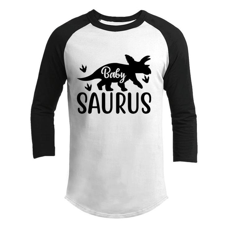 Cute Baby Saurus Dinosaur Kids Present Youth Raglan Shirt
