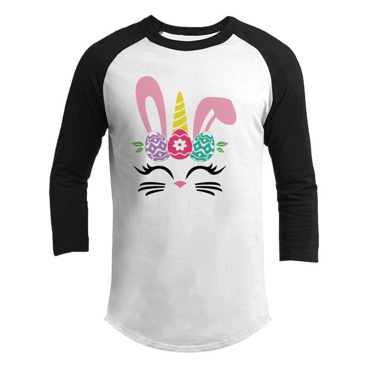 Cute Unicorn Bunny Cat Face Happy Easter Day Youth Raglan Shirt
