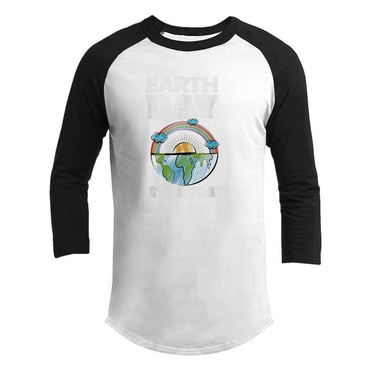 Earth Day Everyday Rainbow Teacher Retro Kids Cute Earth Day Youth Raglan Shirt